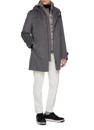 Figure View - Click To Enlarge - HERNO - Hooded Wool Cashmere Coat