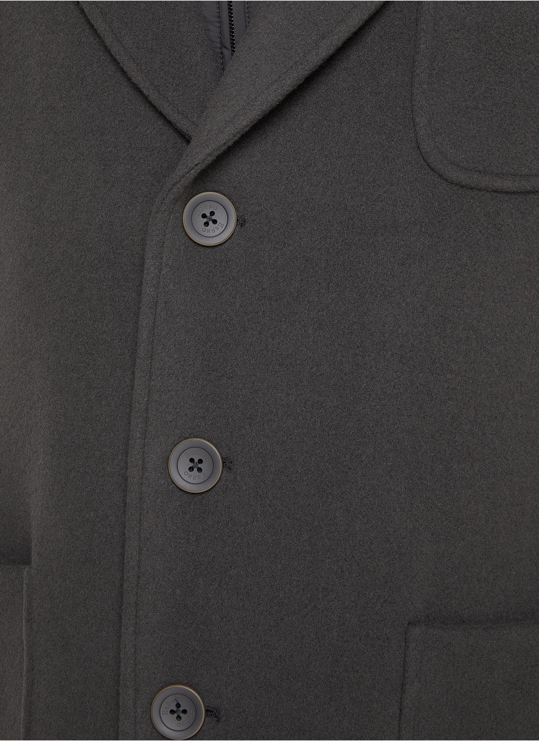 High Neck Bib Virgin Wool Blend Coat - Thumbnail 5