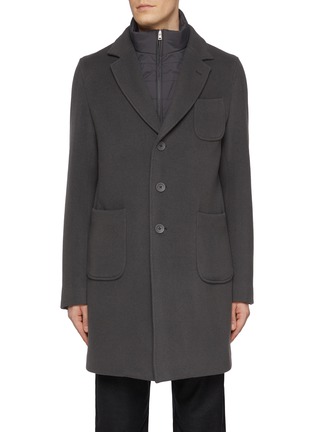 Main View - Click To Enlarge - HERNO - High Neck Bib Virgin Wool Blend Coat