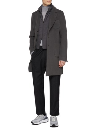 Figure View - Click To Enlarge - HERNO - High Neck Bib Virgin Wool Blend Coat