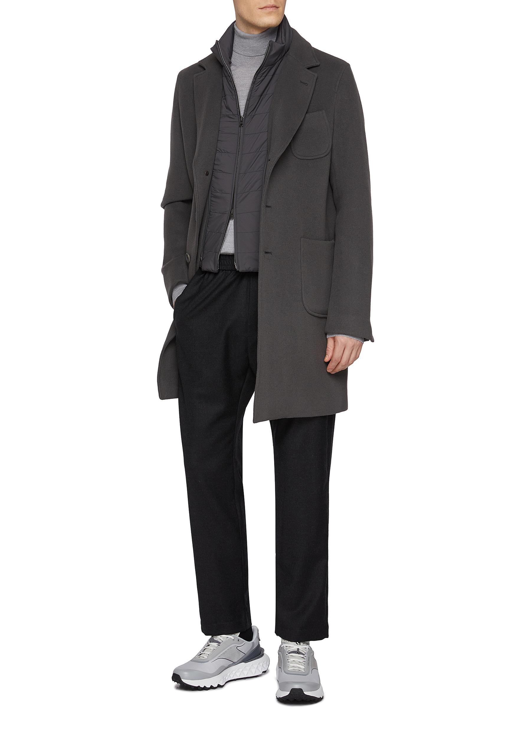 High Neck Bib Virgin Wool Blend Coat - Thumbnail 2