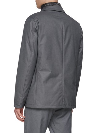 Back View - Click To Enlarge - HERNO - Notch Lapel Single Breasted Detachable Bib Blazer