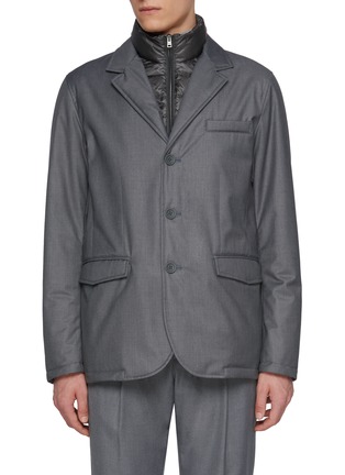 Main View - Click To Enlarge - HERNO - Notch Lapel Single Breasted Detachable Bib Blazer