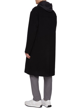 Back View - Click To Enlarge - HERNO - Notch Lapel Detachable Hooded Bib Virgin Wool Blend Coat