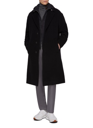 Figure View - Click To Enlarge - HERNO - Notch Lapel Detachable Hooded Bib Virgin Wool Blend Coat