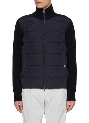 Main View - Click To Enlarge - HERNO - Zip up Wool Paneled Poly Jacket