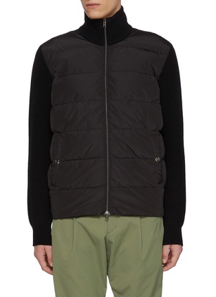 Main View - Click To Enlarge - HERNO - Zip up Wool Paneled Poly Jacket