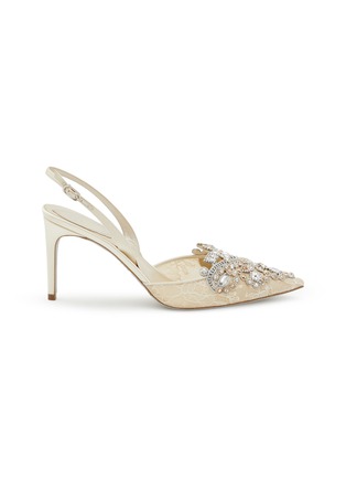 RENÉ CAOVILLA | Veneziana 80 Embellished Lace Satin Slingback Pumps