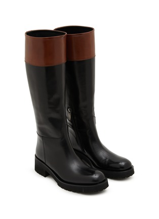 Detail View - Click To Enlarge - ALBERTO FASCIANI - Isabel Leather Tall Bicolour Riding Boots