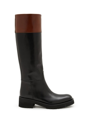 Main View - Click To Enlarge - ALBERTO FASCIANI - Isabel Leather Tall Bicolour Riding Boots