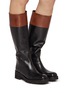 Figure View - Click To Enlarge - ALBERTO FASCIANI - Isabel Leather Tall Bicolour Riding Boots