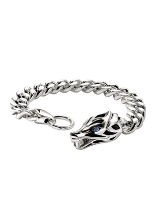 Detail View - Click To Enlarge - JOHN HARDY - Naga Sterling Silver Blue Sapphire Curb Link Bracelet — Size UM