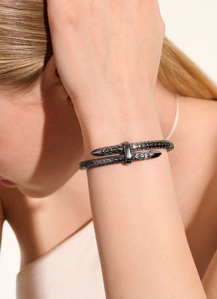 Detail View - Click To Enlarge - JOHN HARDY - Spear Sterling Silver Black Rhodium Flex Cuff Bracelet — Size S