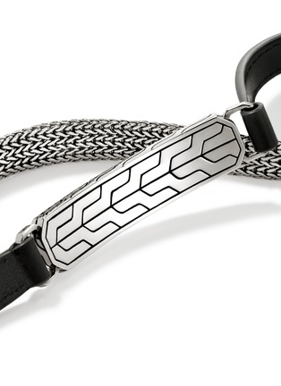 Detail View - Click To Enlarge - JOHN HARDY - ID Sterling Silver Black Leather Flat Chain Double Wrap Bracelet — Size UM