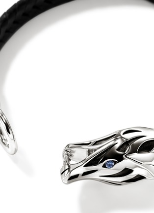 Detail View - Click To Enlarge - JOHN HARDY - Naga Sterling Silver Blue Sapphire Leather Bracelet — Size UL