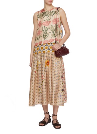 Figure View - Click To Enlarge - BIYAN - Drop Waist Printed Silk Dress