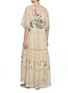 Back View - Click To Enlarge - BIYAN - Floral Embroidered Tiered Linen Maxi Dress