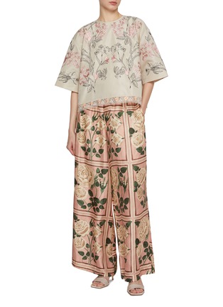 Figure View - Click To Enlarge - BIYAN - Printed Wide Leg Silk Pants