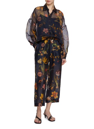 Figure View - Click To Enlarge - BIYAN - Printed Ankle Silk Pants