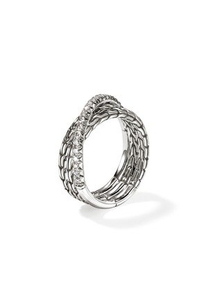 Detail View - Click To Enlarge - JOHN HARDY - JH Essentials Diamond Pavé Sterling Silver Crossover Ring — Size 8