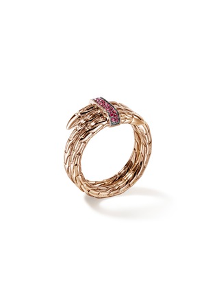 Detail View - Click To Enlarge - JOHN HARDY - Spear Treated Ruby 14K Rose Gold Double Wrap Ring — Size 7