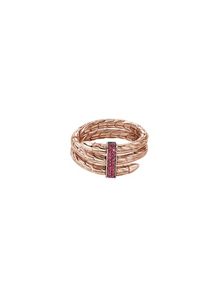 Main View - Click To Enlarge - JOHN HARDY - Spear Treated Ruby 14K Rose Gold Double Wrap Ring — Size 7