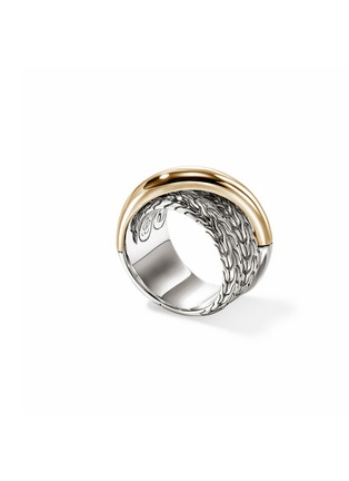 Detail View - Click To Enlarge - JOHN HARDY - JH Essentials 14K Gold Sterling Silver Crossover Ring — Size 7