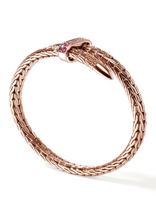 Detail View - Click To Enlarge - JOHN HARDY - Spear Treated Ruby 14K Rose Gold Bypass Flex Cuff — Size XS