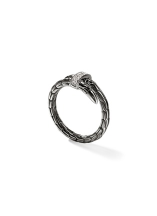 Detail View - Click To Enlarge - JOHN HARDY - Spear Diamond Pavé Black Rhodium Wrap Ring — Size 7