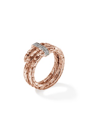 Detail View - Click To Enlarge - JOHN HARDY - Spear Diamond Pavé 14K Rose Gold Double Wrap Ring — Size 7