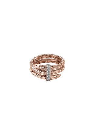 Main View - Click To Enlarge - JOHN HARDY - Spear Diamond Pavé 14K Rose Gold Double Wrap Ring — Size 7