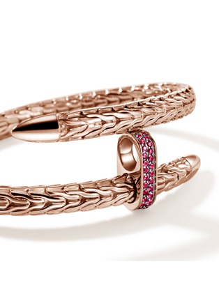 Detail View - Click To Enlarge - JOHN HARDY - Spear Treated Ruby 14K Rose Gold Bypass Flex Cuff — Size S