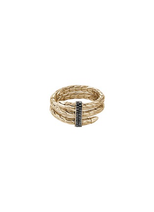 Main View - Click To Enlarge - JOHN HARDY - Spear Black Diamond Pavé 14K Gold Double Wrap Ring — Size 7