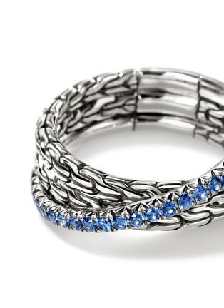 Detail View - Click To Enlarge - JOHN HARDY - JH Essentials Blue Sapphire Pavé Sterling Silver Crossover Ring — Size 7