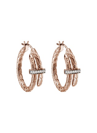 Main View - Click To Enlarge - JOHN HARDY - Spear Diamond Pavé 14K Rose Gold Hoop Earrings