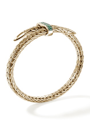 Detail View - Click To Enlarge - JOHN HARDY - Spear Emerald 14K Gold Bypass Flex Cuff — Size S