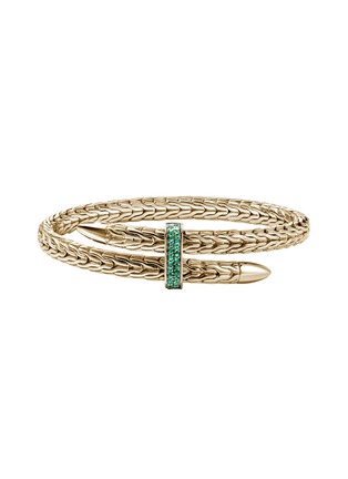 Main View - Click To Enlarge - JOHN HARDY - Spear Emerald 14K Gold Bypass Flex Cuff — Size S