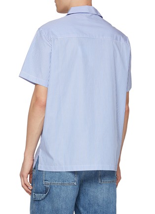 Back View - Click To Enlarge - JOSHUA’S - Smiley Motif Pocket Striped Cotton Shirt