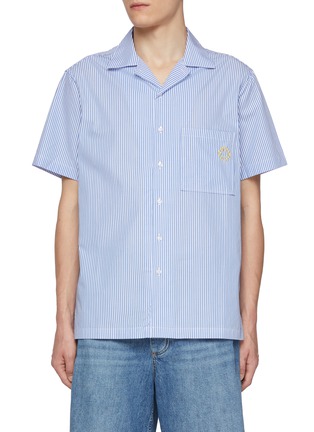 Main View - Click To Enlarge - JOSHUA’S - Smiley Motif Pocket Striped Cotton Shirt