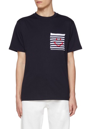 Main View - Click To Enlarge - JOSHUA’S - Striped Smiley Pocket Cotton T-shirt