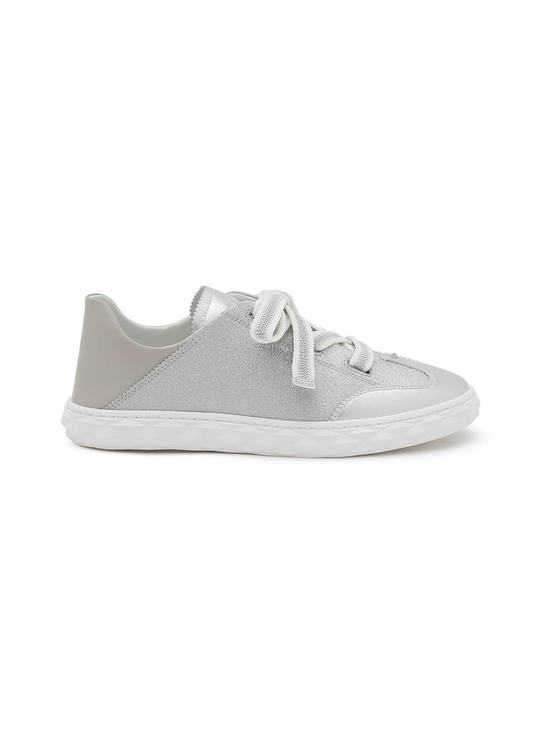 スニーカー JIMMY CHOO DIAMOND LIGHT LEATHER SNEAKERS DIAMOND LIGHT/M | White Nappa Leather Low-Top Trainers with