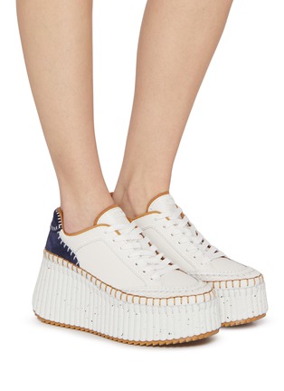 Figure View - Click To Enlarge - CHLOÉ - Nama Platformed Leather Sneakers