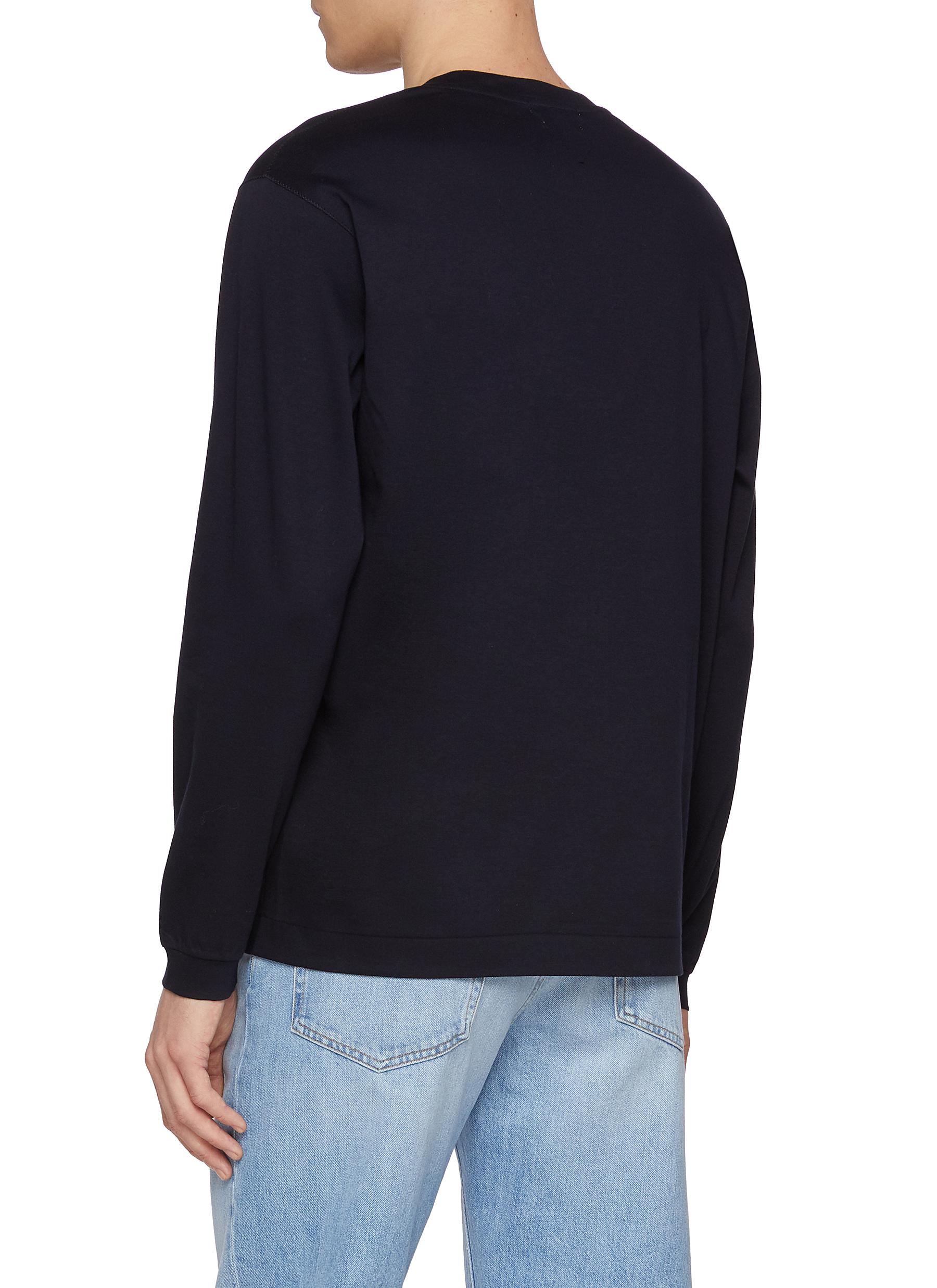 Crewneck Long Sleeve Cotton T-shirt - Thumbnail 3