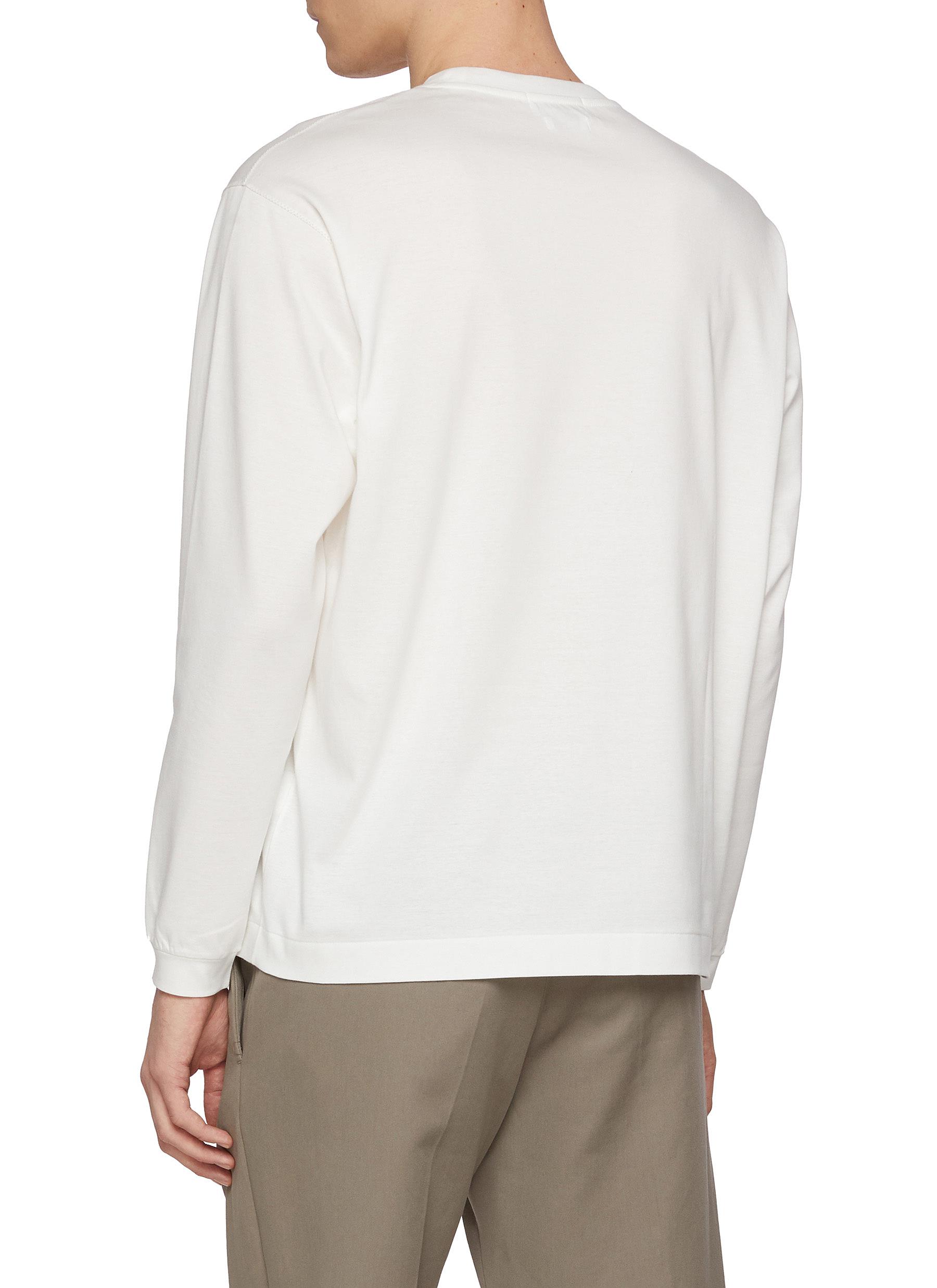 Crewneck Long Sleeve Cotton T-shirt - Thumbnail 3