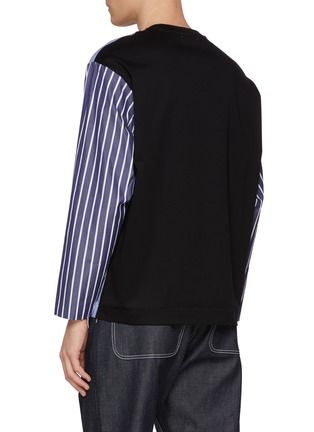 Back View - Click To Enlarge - TOMORROWLAND - Crewneck Striped Patchwork Kamikaze Cotton Shirt