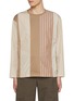 Main View - Click To Enlarge - TOMORROWLAND - Crewneck Striped Patchwork Kamikaze Cotton Shirt