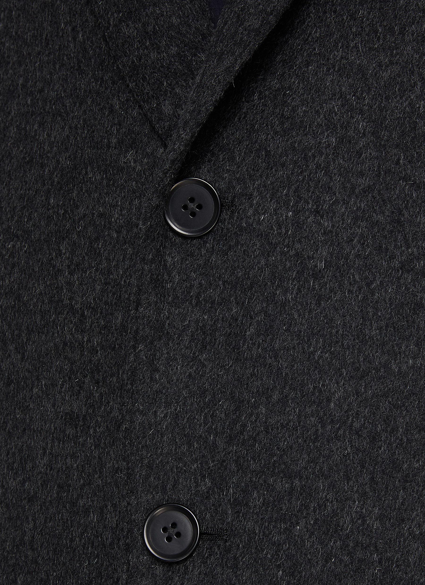 Single Breasted Notch Lapel Wool Coat - Thumbnail 4