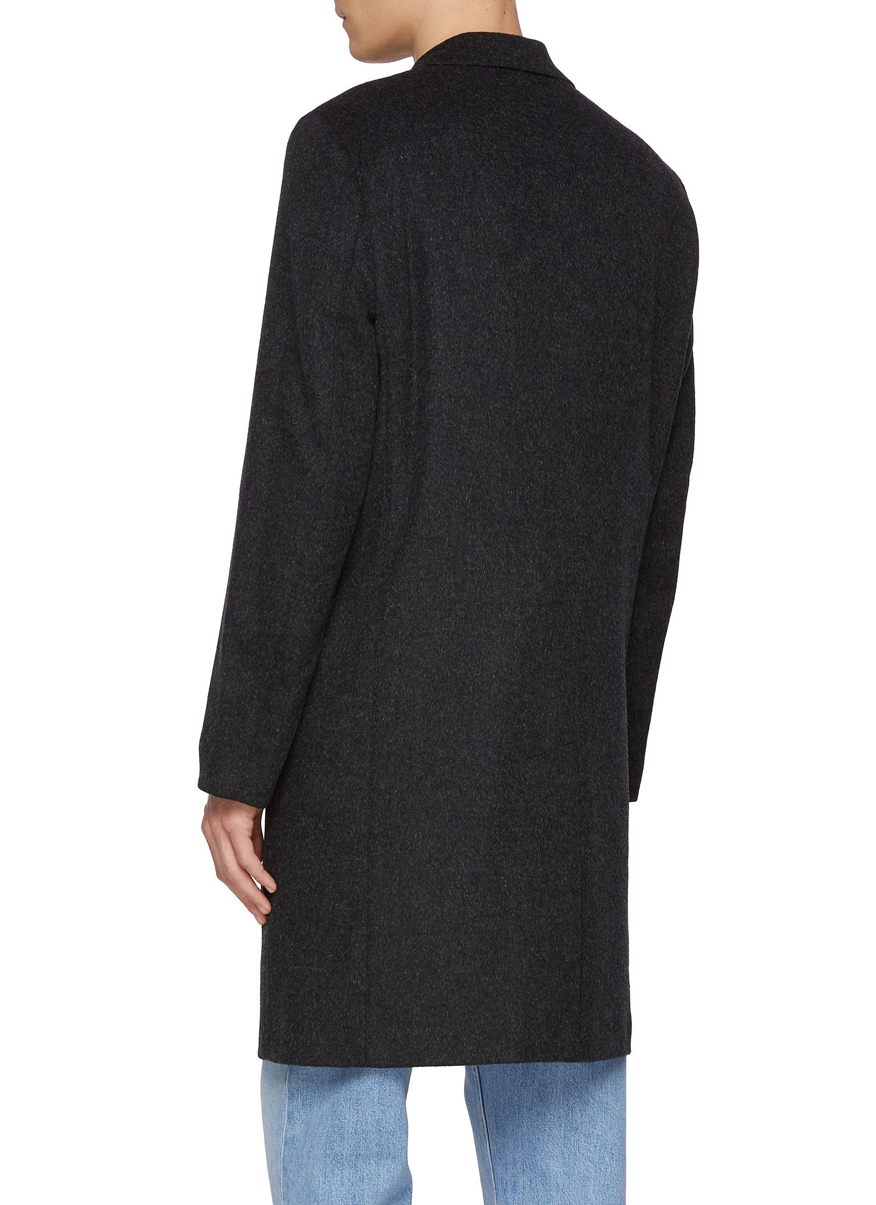 Single Breasted Notch Lapel Wool Coat - Thumbnail 3