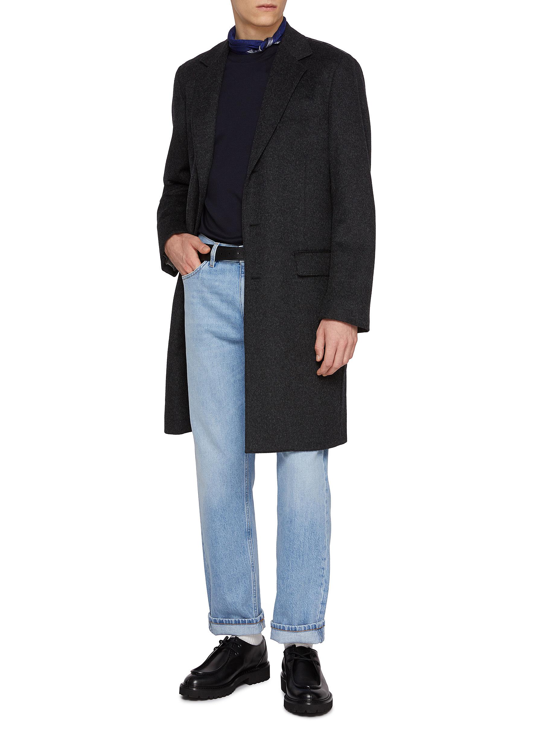 Single Breasted Notch Lapel Wool Coat - Thumbnail 2