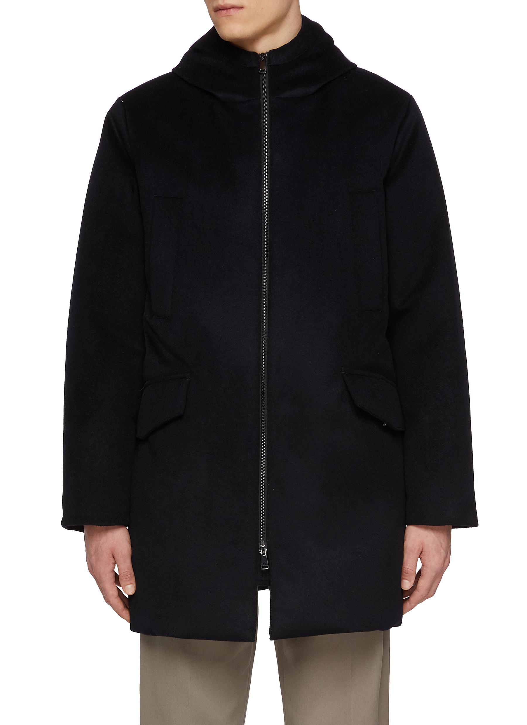 Zip up Hooded Wool Cashmere Jacket
